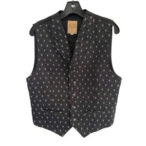 Wah Maker Scully Mens Western Star Pattern Frontier Classics Vest Navy/Black M